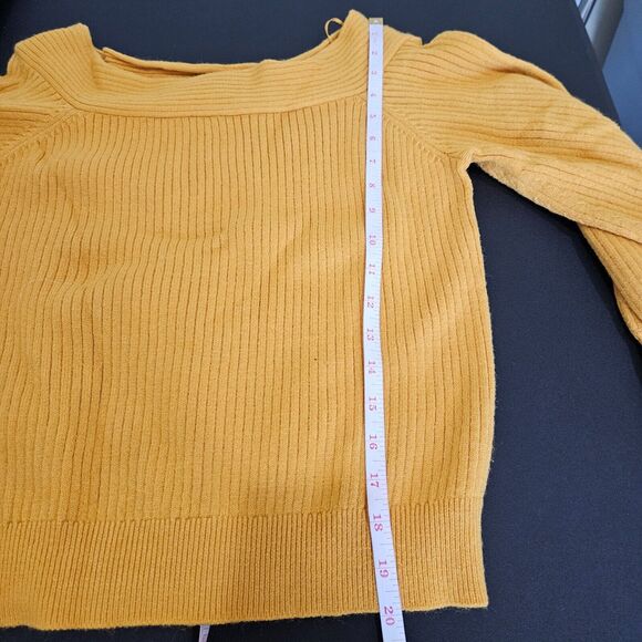 Anthropologie Moth Women's Dancer Off the Shoulder Sweater Small Mustard Yellow - Picture 8 of 9